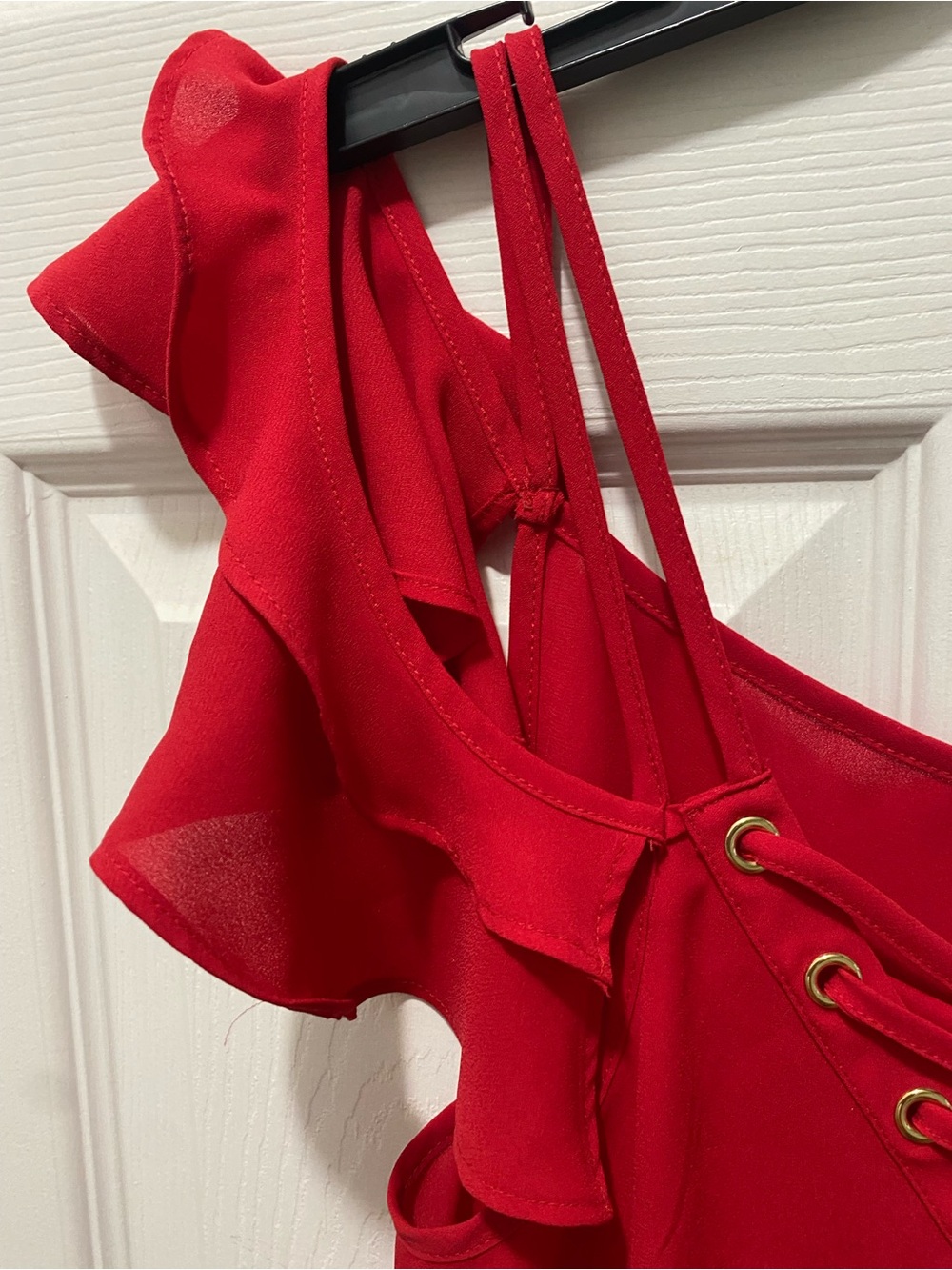 Express red ruffle off the shoulder corset top size XS - Picture 3 of 4